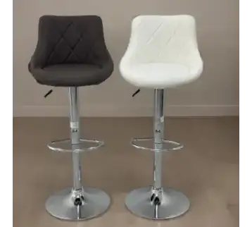 Modern high white bar stool with metal base for rent | Estajer