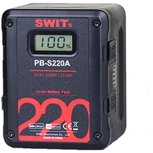   بطارية رقمية SWIT PB-S220S شديدة التحمل 14.4 فولت 220 وات في الساعة متعددة الفتحات D (تركيب V)