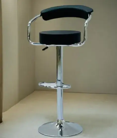 Modern tall bar stool with sturdy shiny chrome base - Main image for rent | Estajer