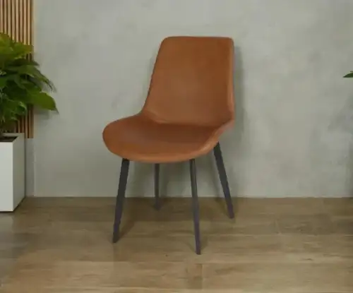 Modern brown chair with leather seat - Image 2 for rent | Estajer
