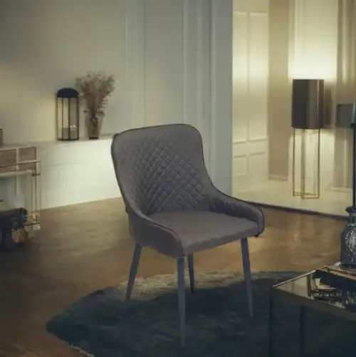 Modern dark gray chair with diamond-tufted back - Image 3 for rent | Estajer