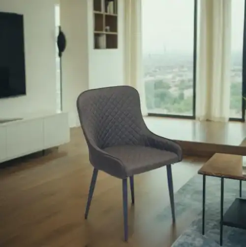 Modern dark gray chair with diamond-tufted back - Image 2 for rent | Estajer