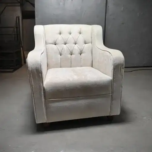 Modern single beige sofa with side arms - Main image for rent | Estajer