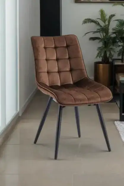 Modern brown chair with square-tufted back - Image 2 for rent | Estajer