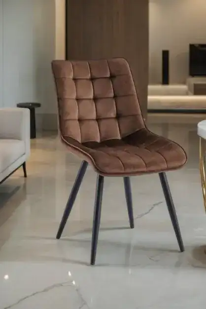 Modern brown chair with square-tufted back - Main image for rent | Estajer