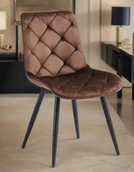 Modern brown chair with diamond-tufted back - Image 3 for rent | Estajer