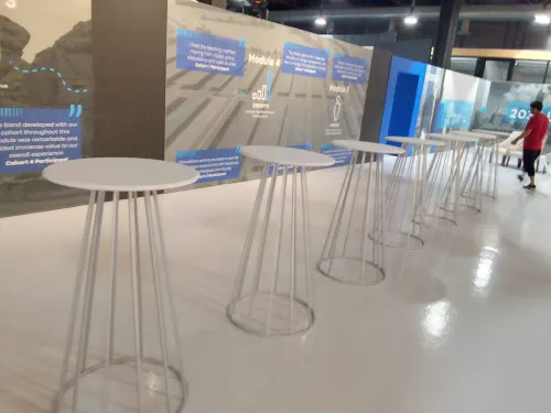 طاولة خدمة مستديرة لون أبيض بتصميم حديث