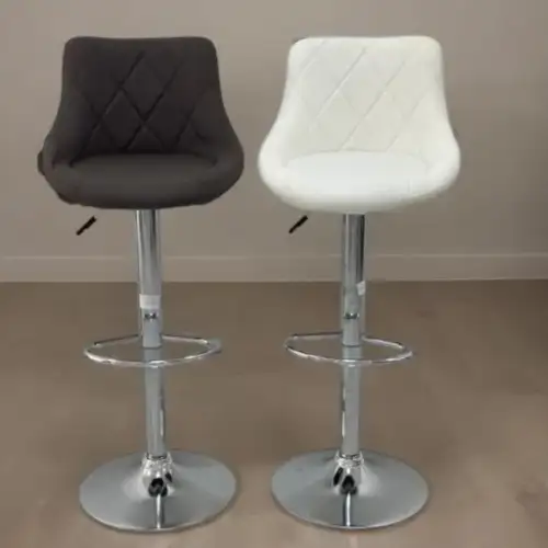Modern high white bar stool with metal base - Image 3 for rent | Estajer