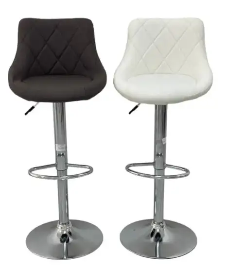 Modern high white bar stool with metal base - Image 2 for rent | Estajer