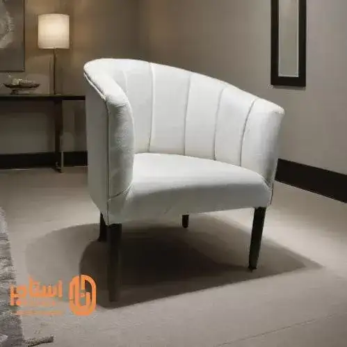 Single sofa made of luxurious fabric with durable wooden legs - Main image for rent | Estajer