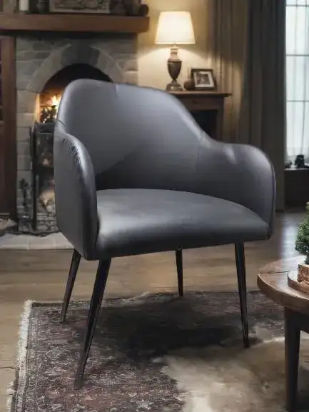 Sleek modern black chair with durable metal legs - Image 3 for rent | Estajer