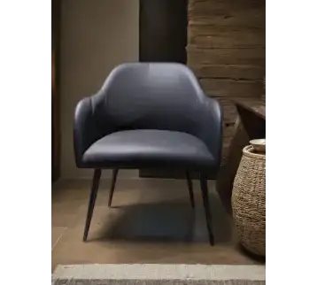 Sleek modern black chair with durable metal legs for rent | Estajer