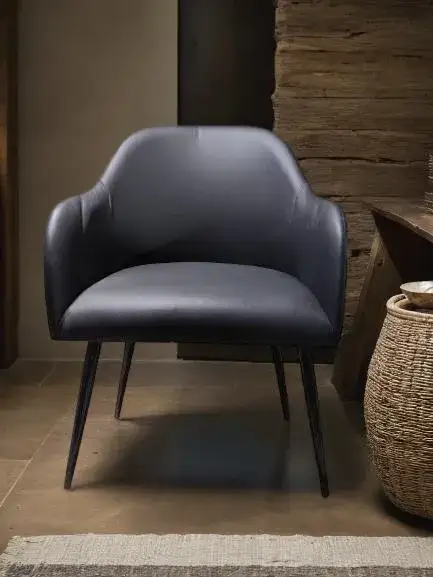 Sleek modern black chair with durable metal legs - Main image for rent | Estajer