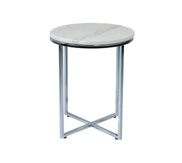 طاولة قهوة "بسمة" بسطح رخام أبيض وإطار كروم FRWCD– تصميم فاخر عصري لتأجير المناسبات والديكور الداخلي للإيجار | استأجر