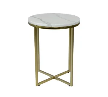 طاولة قهوة "بسمة" بسطح رخامي أبيض وإطار ذهبي FRWBD– تصميم فاخر ومناسب لتأجير المناسبات والديكور للإيجار | استأجر