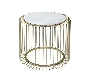 طاولة جانبية "سراي"FRWFD بسطح رخامي وإطار ذهبي – تصميم فاخر مثالي لتأجير الديكور والمناسبات للإيجار | استأجر