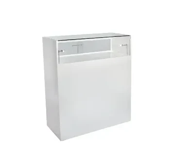 كاونتر عرض أبيض أنيق للإيجارGAGOO | فيترينة أمامية للمتاجر والمعارض للإيجار | استأجر