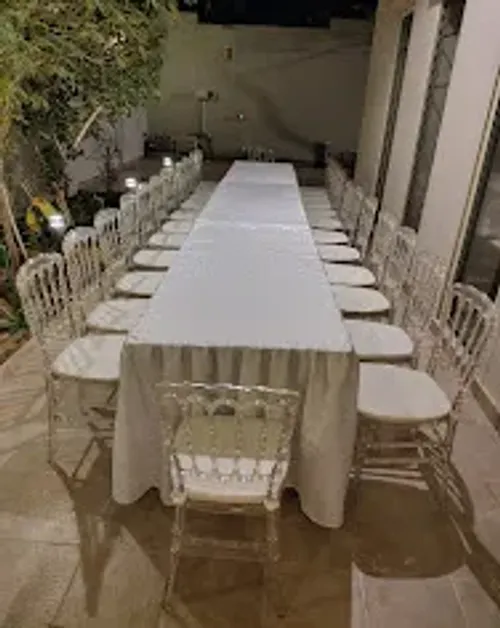 Luxury French Hosting Set – Rectangular Table with 8 Acrylic Royal Chairs