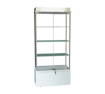 فيترينة زجاجية طويلة مع خزانة سفلية GGAWG– أبيض | وحدة عرض أنيقة للإيجار للإيجار | استأجر