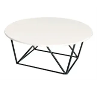 طاولة قهوة دائرية من الخشب والمعدن بتصميم شبكيFRQWMW - باللون الأبيض - أنيقة وحديثة للتأجير للإيجار | استأجر