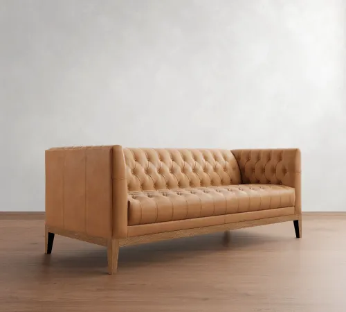 Edgewood Leather Sofa – كنبة جلد فاخرة للتأجير2