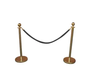 عمود فاصل ذهبي مع حبل أسود VXBFM| ارتفاع 95 سم | تنظيم فعال وأنيق للفعاليات والمناسبات للإيجار | استأجر