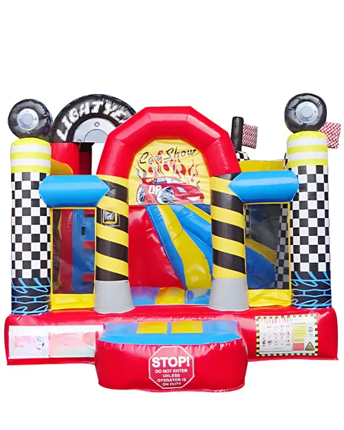 "Adventure Corner – Race-Track Bounce House | Product No. 0067"