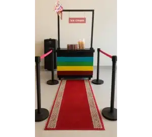 Premium Ice Cream Station with Wooden Booth, Carpet & Barriers – Product No. 0124 for rent | Estajer