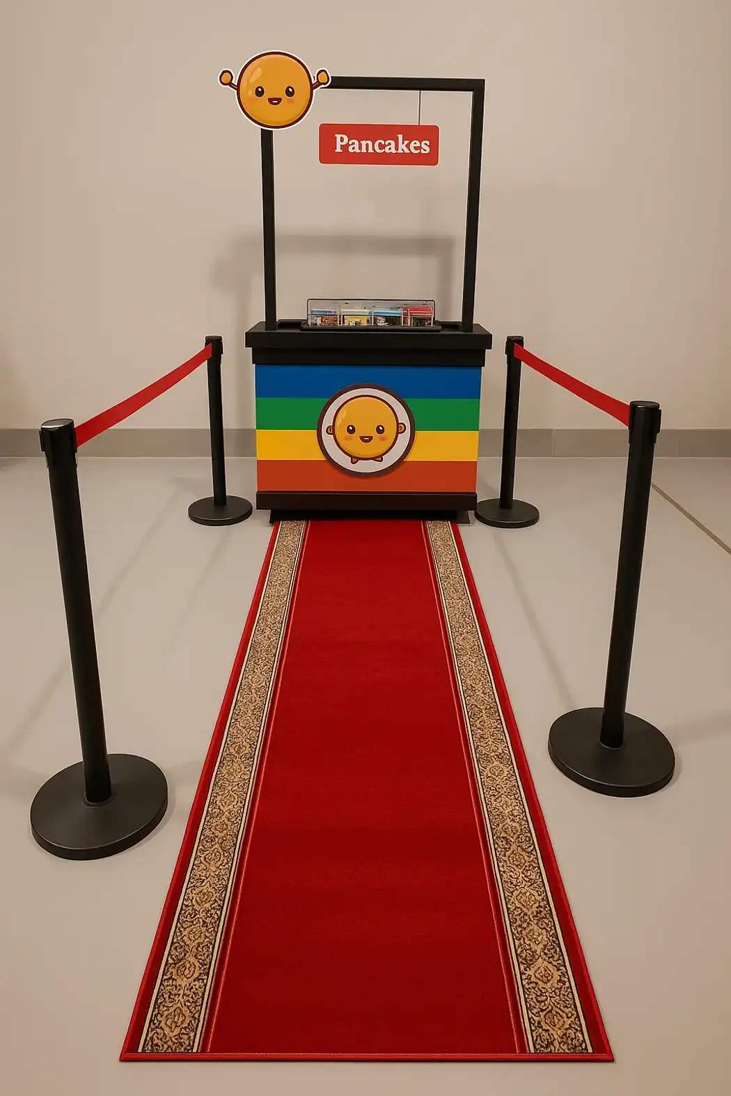Mini Pancake Wooden Station with Carpet & Barriers – Product No. (0090)