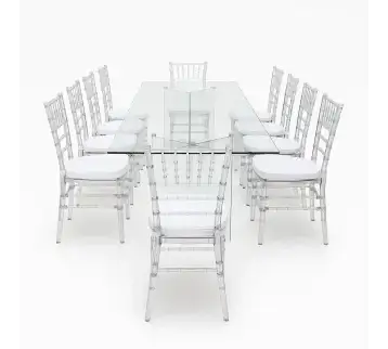 Glass Table with 10 Chairs for rent | Estajer