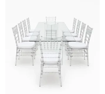 Glass Table with 10 Chairs for rent | Estajer