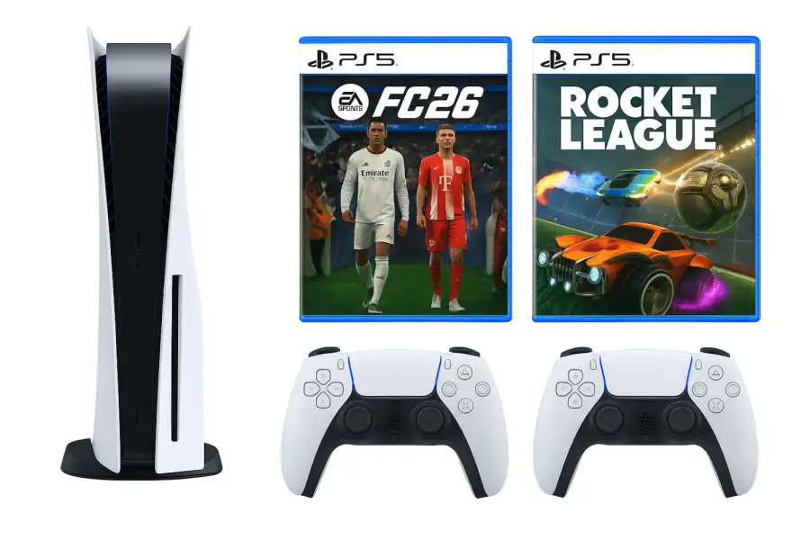 بلايستيشن 5 + فيفا 26+ روكيت ليغ – باقة الأبطال - الصورة الرئيسية للإيجار | استأجر