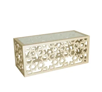 طاولة قهوة "مدينة" بتصميم فاخر – لون ذهبي FRGFO| طاولة مستطيلة للإيجار للإيجار | استأجر