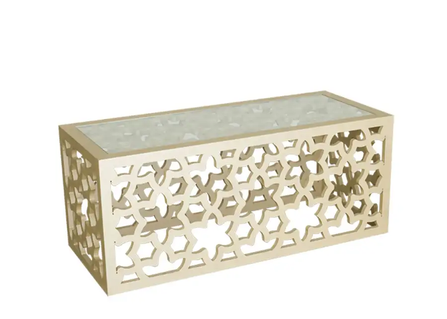 طاولة قهوة "مدينة" بتصميم فاخر – لون ذهبي FRGFO| طاولة مستطيلة للإيجار - الصورة الرئيسية للإيجار | استأجر