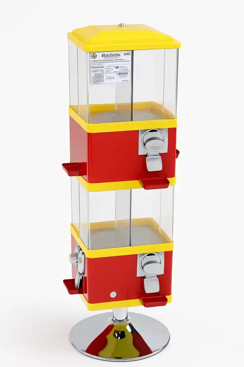 ماكينة بيع كرات العلك - تصميم كلاسيكي بثلاثة أقسام شفافة - صورة 2 للإيجار | استأجر