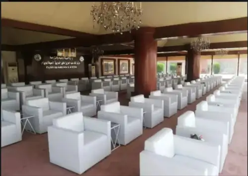 كنب جلد ملكي مفرد (صوفا مفردة) بتصميم مكعب - لون أبيض - صورة 2 للإيجار | استأجر