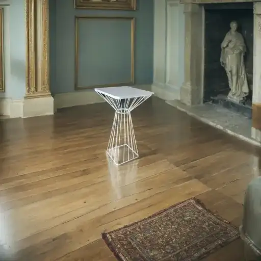 طاولة خدمة بإطار معدني أبيض للحفلات والمناسبات - الصورة الرئيسية للإيجار | استأجر