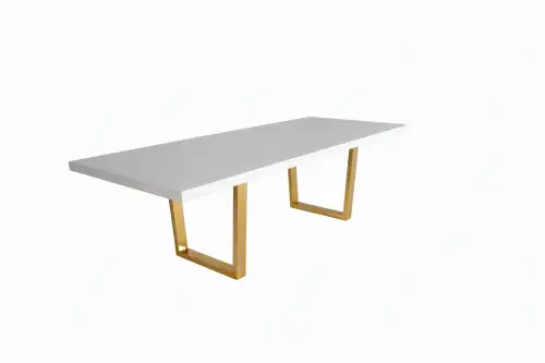 طاولة مودولار بيضاء بسطح واسع TGQBS– أرجل معدنية سوداء على شكل U للمناسبات والاجتماعات - صورة 2 للإيجار | استأجر