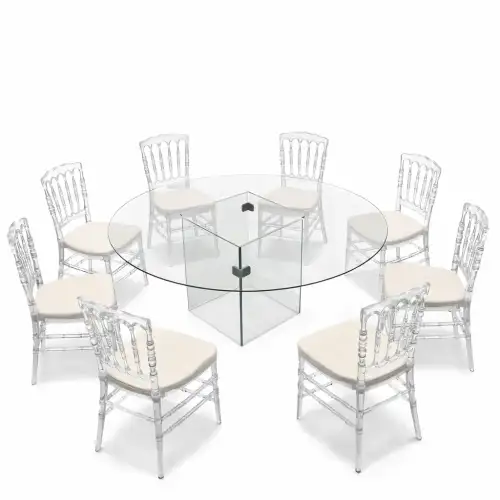 طاوله طعام زجاج فخمه مع 6 اللي 7 كراسي  - صورة 2 للإيجار | استأجر