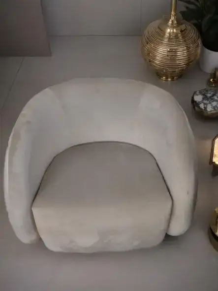 كنب مفرد بيج دائري مودرن بمساند جانبية مناسب للاستقبال والمناسبات - صورة 3 للإيجار | استأجر