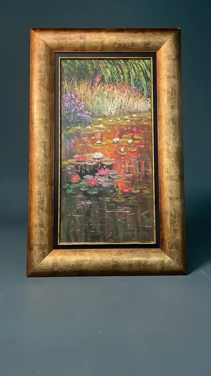 Elegant Golden-Framed Lake Artwork – Decor filming  - Main image for rent | Estajer