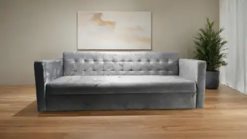 كنب كبير  مبطن بقماش فاخر مخمل بلون رمادي مثالي للاستخدام في الفعاليات والحفلات والمكاتب - صورة 2 للإيجار | استأجر