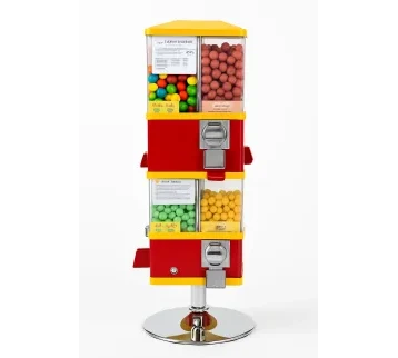ماكينة بيع كرات العلك - تصميم كلاسيكي بثلاثة أقسام شفافة للإيجار | استأجر