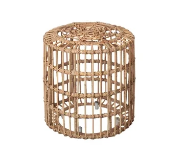 طاولة  بوف  قهوة  من الروطان الطبيعي مع سطح زجاجيPROOW/PRGOW - تصميم دائري أنيق متعدد الاستخدام للإيجار | استأجر