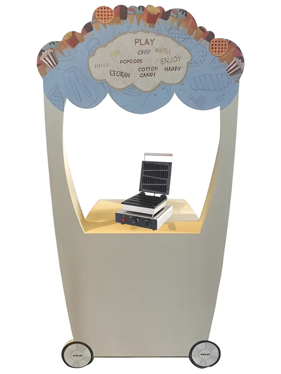 Loly Waffle Station with Wooden Setup & Barriers – 0326 | Premium Waffle Station for Parties & Events - Main image for rent | Estajer