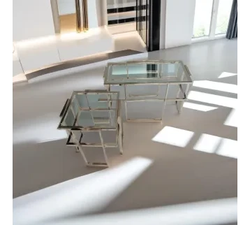 طاولات خدمة ستيل  زجاجية كبير+ صغير مناسبة للحفلات والاستقبالات للإيجار | استأجر