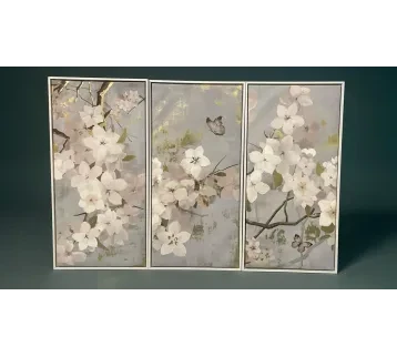 Three-Panel Floral Wall Art – Cinematic Decor for rent | Estajer