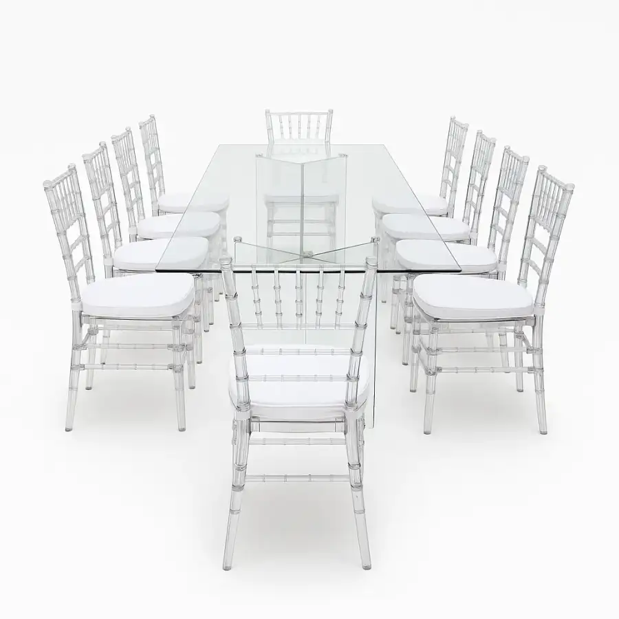 طاولة زجاجية مع 10 كراسي - الصورة الرئيسية للإيجار | استأجر