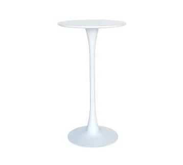 طاولة كوكتيل توليب KRWWM2– قاعدة بيضاء بتصميم دائري عصري للإيجار | استأجر