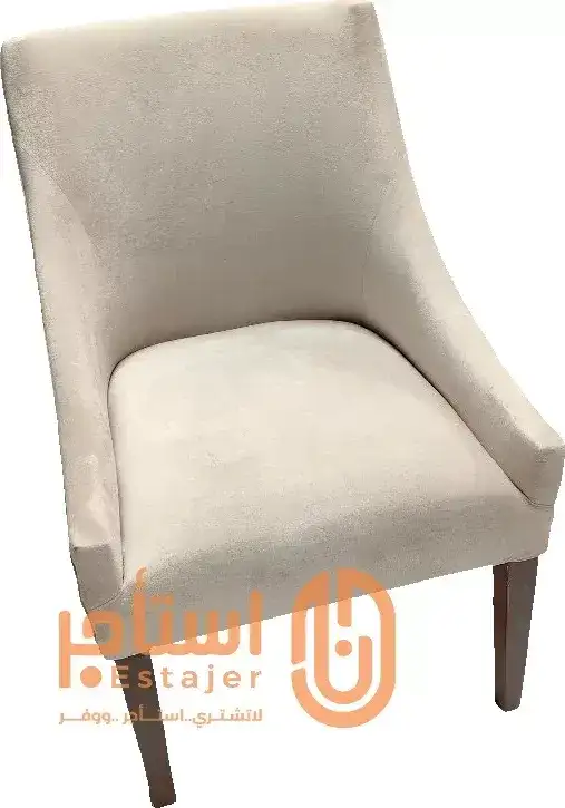 كرسي حضور مخمل بلون بيج فاتح وأرجل خشبية لون بني - للايجار والتوصيل جميع احياء الرياض - الصورة الرئيسية للإيجار | استأجر